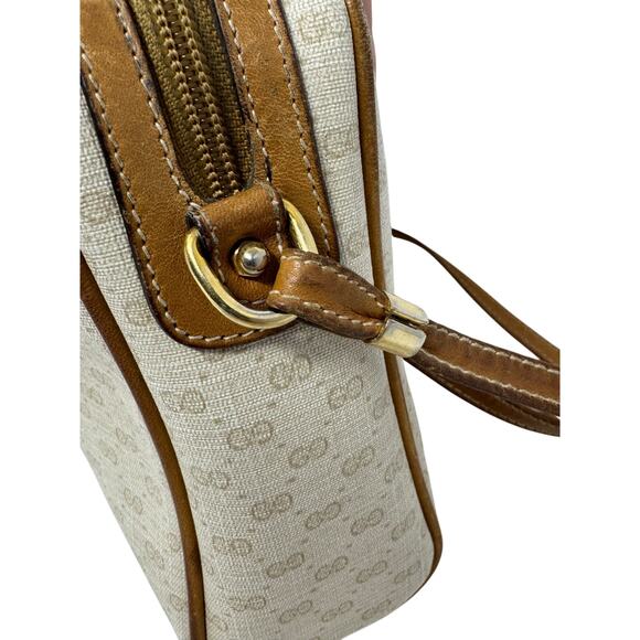 Gucci Vintage 1970s GG Monogram Crossbody Bag – White and Brown leather - Picture 8 of 16